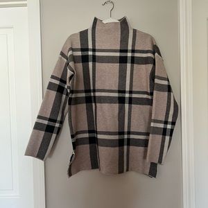 Mock neck plaid sweater